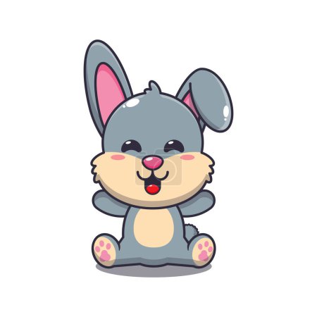 Ilustración de Lindo conejo sentado ilustración vector de dibujos animados. - Imagen libre de derechos