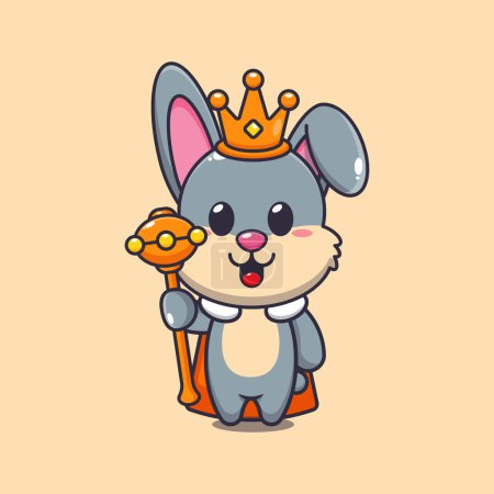 Ilustración de Lindo rey conejo ilustración vector de dibujos animados. - Imagen libre de derechos