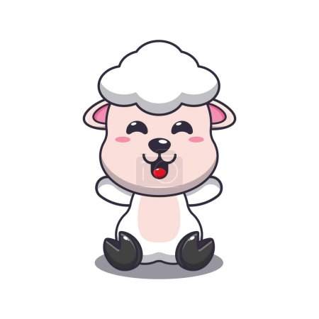 Illustration for Cute sheep sitting cartoon vector illustration. - Royalty Free Image