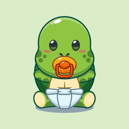 Illustration for Cute baby turtle cartoon vector illustration. - Royalty Free Image