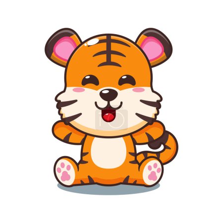 Illustration for Cute tiger sitting cartoon vector illustration. - Royalty Free Image