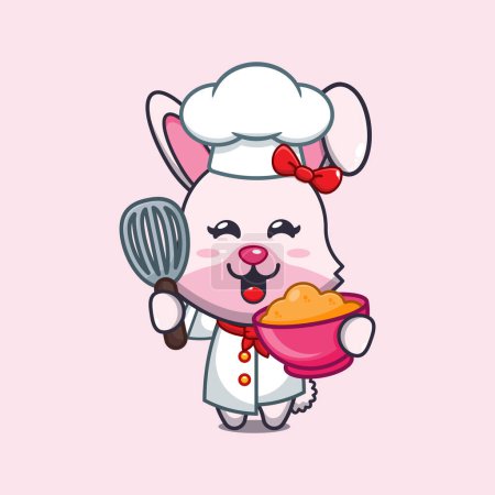 Photo for Chef bunny cartoon vector with cake dough. - Royalty Free Image