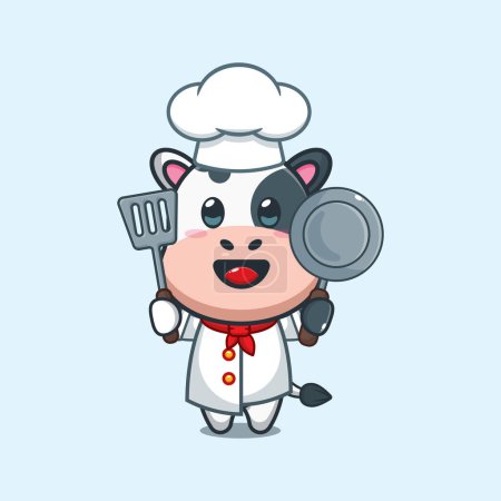 Illustration for Chef cow cartoon vector illustration. - Royalty Free Image