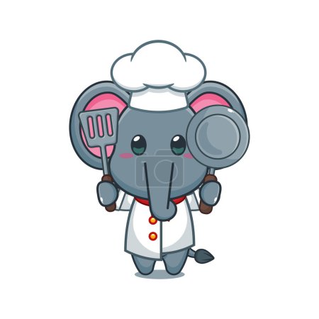 Téléchargez les illustrations : Chef éléphant dessin animé vecteur illustration. - en licence libre de droit
