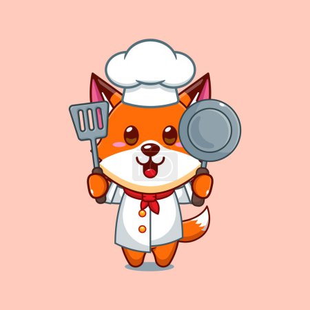 Illustration for Chef fox cartoon vector illustration. - Royalty Free Image