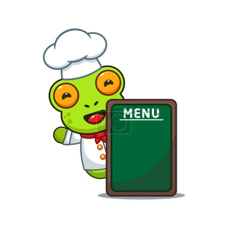 Illustration for Chef frog cartoon vector with menu board. - Royalty Free Image