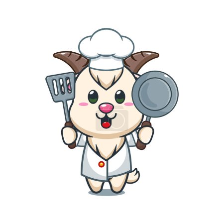 Téléchargez les illustrations : Chef chèvre dessin animé vecteur illustration. - en licence libre de droit