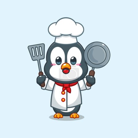 Illustration for Chef penguin cartoon vector illustration. - Royalty Free Image