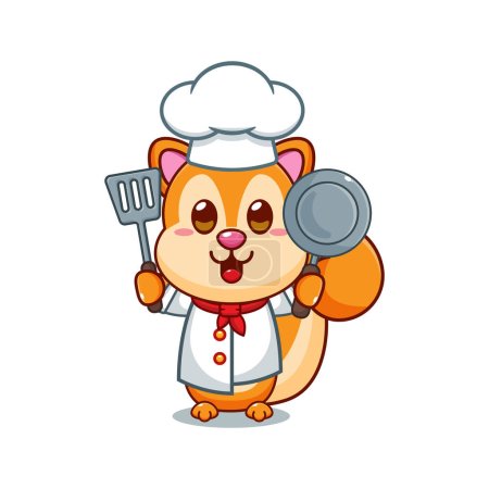 Illustration for Chef squirrel cartoon vector illustration. - Royalty Free Image