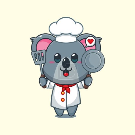 Téléchargez les illustrations : Chef koala dessin animé vecteur illustration. - en licence libre de droit