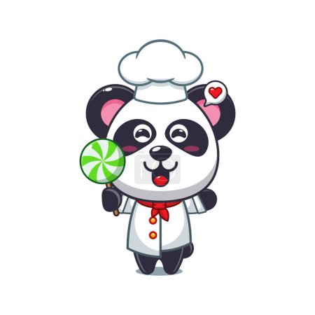 Ilustración de Chef panda vector de dibujos animados celebración de dulces. - Imagen libre de derechos