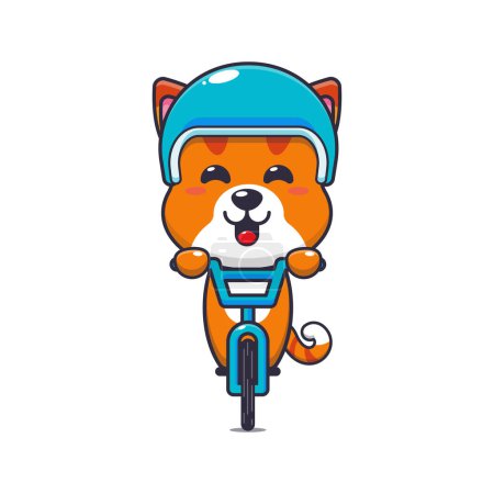 Illustration for Cute cat mascot cartoon character ride on bicycle. Vector cartoon Illustration suitable for poster, brochure, web, mascot, sticker, logo and icon. - Royalty Free Image