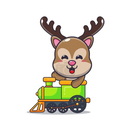 Ilustración de Lindo ciervo mascota personaje de dibujos animados paseo en tren. Dibujos animados vectoriales Ilustración adecuada para póster, folleto, web, mascota, etiqueta engomada, logotipo e icono. - Imagen libre de derechos