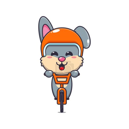 Illustration for Cute rabbit ride on bicycle cartoon vector illustration. - Royalty Free Image