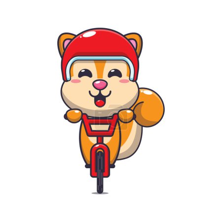 Téléchargez les illustrations : Mignon écureuil tour sur vélo dessin animé vectoriel illustration. - en licence libre de droit