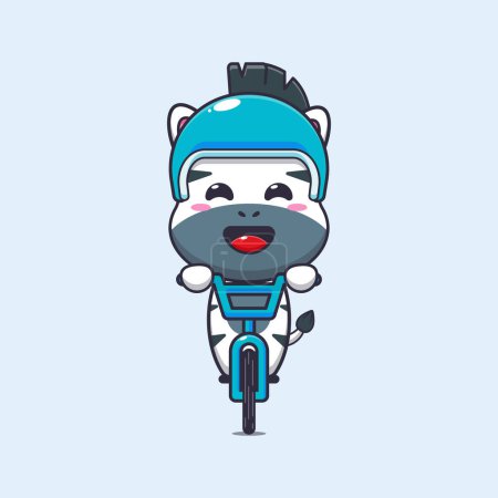 Illustration for Cute zebra ride on bicycle cartoon vector illustration. - Royalty Free Image