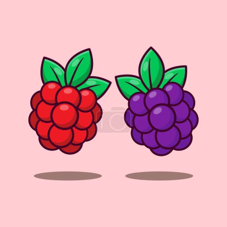 Illustration for Berry cartoon vector illustration. Fruit vector cartoon illustration suitable for poster, brochure, web, mascot, sticker, logo and icon. - Royalty Free Image