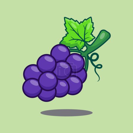 Illustration for Grape cartoon vector illustration. Fruit vector cartoon illustration suitable for poster, brochure, web, mascot, sticker, logo and icon. - Royalty Free Image