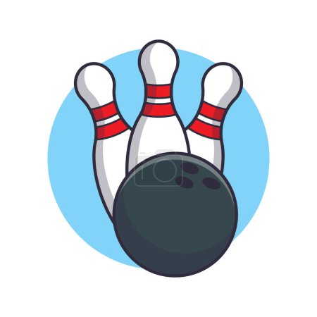 Illustration for Bowling ball and pins cartoon vector illustration. Vector cartoon Illustration suitable for poster, brochure, web, mascot, sticker, logo and icon. - Royalty Free Image