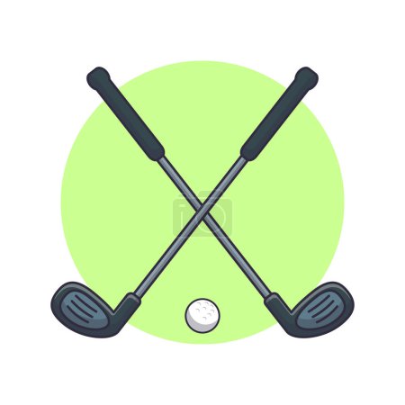 Illustration for Golf stick and ball cartoon vector illustration. Vector cartoon Illustration suitable for poster, brochure, web, mascot, sticker, logo and icon. - Royalty Free Image