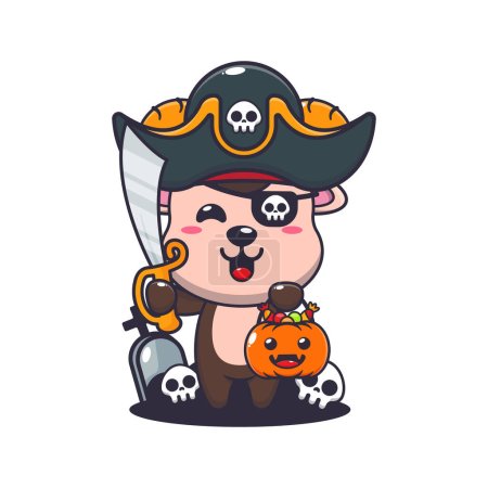 Téléchargez les illustrations : Pirates bélier moutons dans le jour d'Halloween. Jolie illustration de dessin animé halloween. - en licence libre de droit