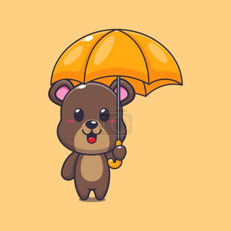 Ilustración de Oso sosteniendo paraguas ilustración vector de dibujos animados. - Imagen libre de derechos