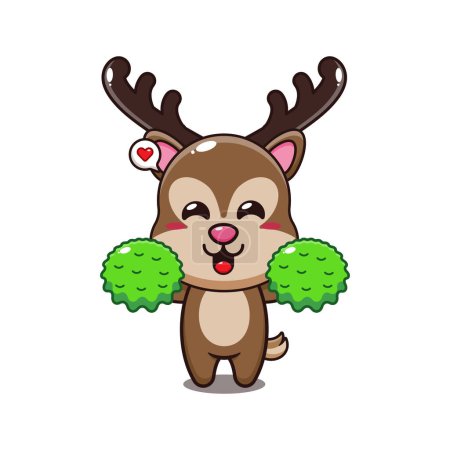 Illustration for Cheerleader deer cartoon vector illustration. - Royalty Free Image