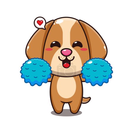 Illustration for Cheerleader dog cartoon vector illustration. - Royalty Free Image