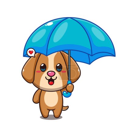 Ilustración de Perro celebración paraguas dibujos animados vector ilustración. - Imagen libre de derechos