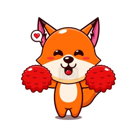 Illustration for Cute cheerleader fox cartoon vector illustration. - Royalty Free Image