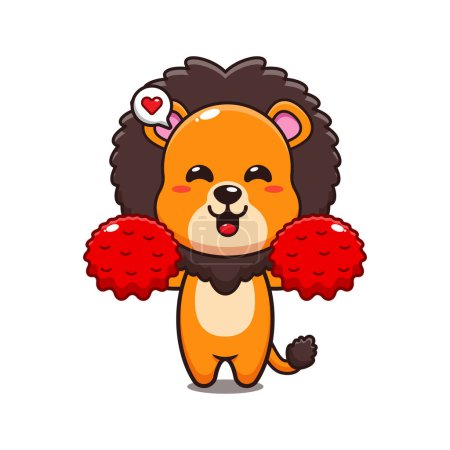Illustration for Cute cheerleader lion cartoon vector illustration. - Royalty Free Image