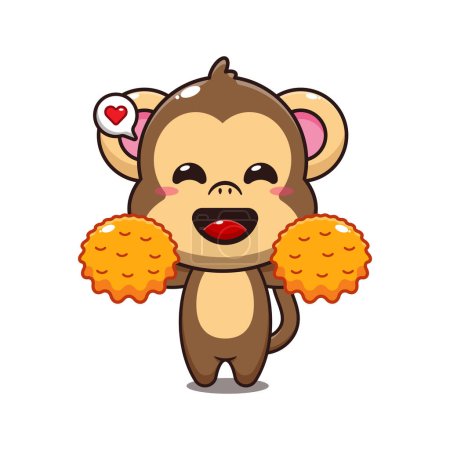 Illustration for Cute cheerleader monkey cartoon vector illustration. - Royalty Free Image