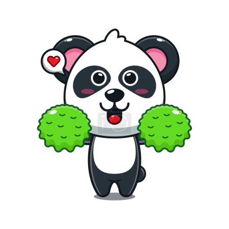Téléchargez les illustrations : Mignon cheerleader panda dessin animé vecteur illustration. - en licence libre de droit