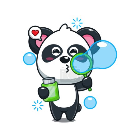Illustration for Cute panda blowing bubbles cartoon vector illustration. - Royalty Free Image
