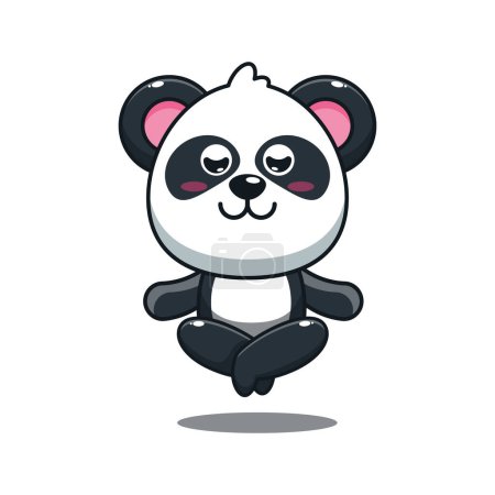 Illustration for Cute panda doing meditation yoga cartoon vector illustration. - Royalty Free Image