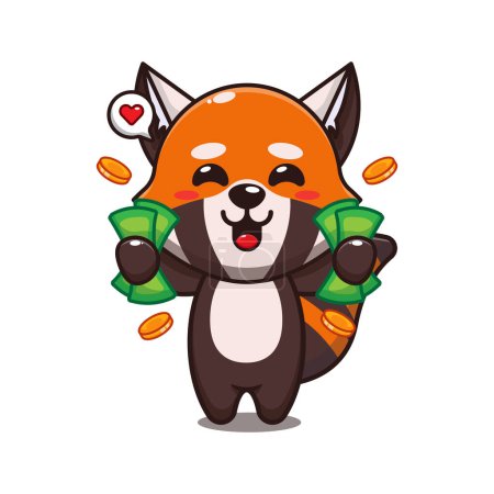 Illustration for Cute red panda holding money cartoon vector illustration. - Royalty Free Image