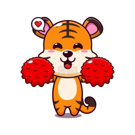 Illustration for Cute cheerleader tiger cartoon vector illustration. - Royalty Free Image
