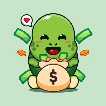 Illustration for Cute turtle with money bag cartoon vector illustration. - Royalty Free Image