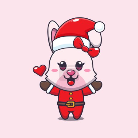 Illustration for Cute bunny wearing santa costume. Cute christmas cartoon character illustration. - Royalty Free Image