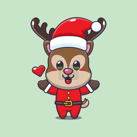 Illustration for Cute donkey wearing santa costume. Cute christmas cartoon character illustration. - Royalty Free Image