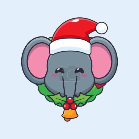 Illustration for Cute elephant in christmas day. Cute christmas cartoon character illustration. - Royalty Free Image
