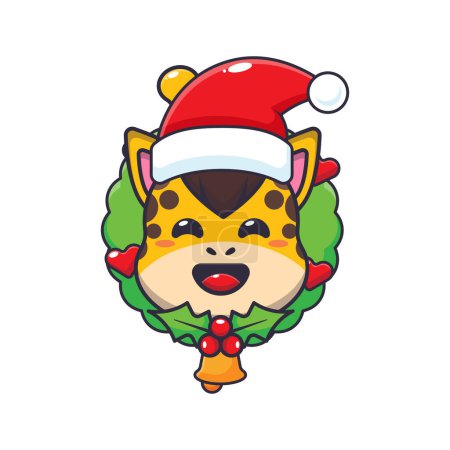 Illustration for Cute giraffe in christmas day. Cute christmas cartoon character illustration. - Royalty Free Image