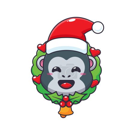 Téléchargez les illustrations : Mignon gorille le jour de Noël. Jolie illustration de personnage de dessin animé de Noël. - en licence libre de droit