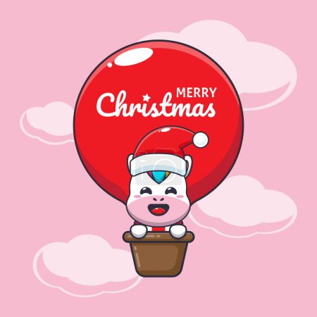 Illustration for Cute unicorn fly with air balloon. Cute christmas cartoon character illustration. - Royalty Free Image