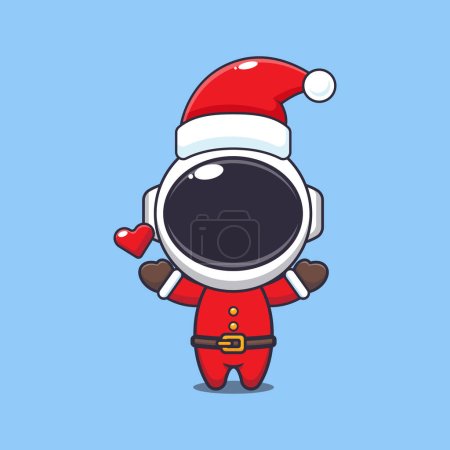 Téléchargez les illustrations : Mignon astronaute en costume de Père Noël. Jolie illustration de personnage de dessin animé de Noël. - en licence libre de droit