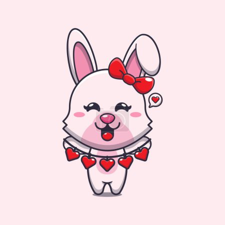 Illustration for Cute bunny cartoon character holding love decoration. - Royalty Free Image