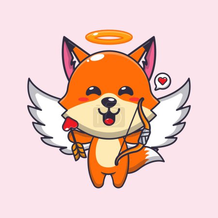 Illustration for Cute fox cupid cartoon character holding love arrow. - Royalty Free Image