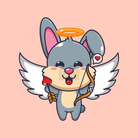 Téléchargez les photos : Mignon lapin Cupidon personnage de dessin animé tenant flèche d'amour. - en image libre de droit
