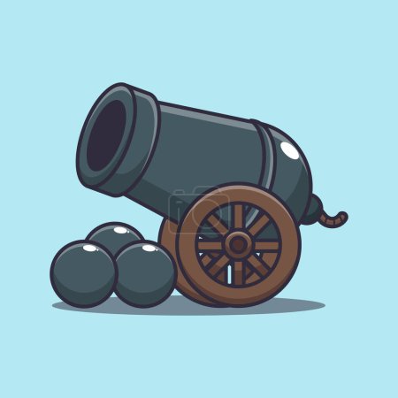 Illustration for Vintage cannon cartoon vector illustration. - Royalty Free Image