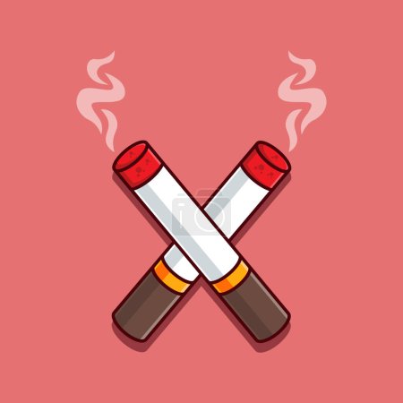 Téléchargez les illustrations : Smooking cigarette dessin animé vecteur illustration. - en licence libre de droit